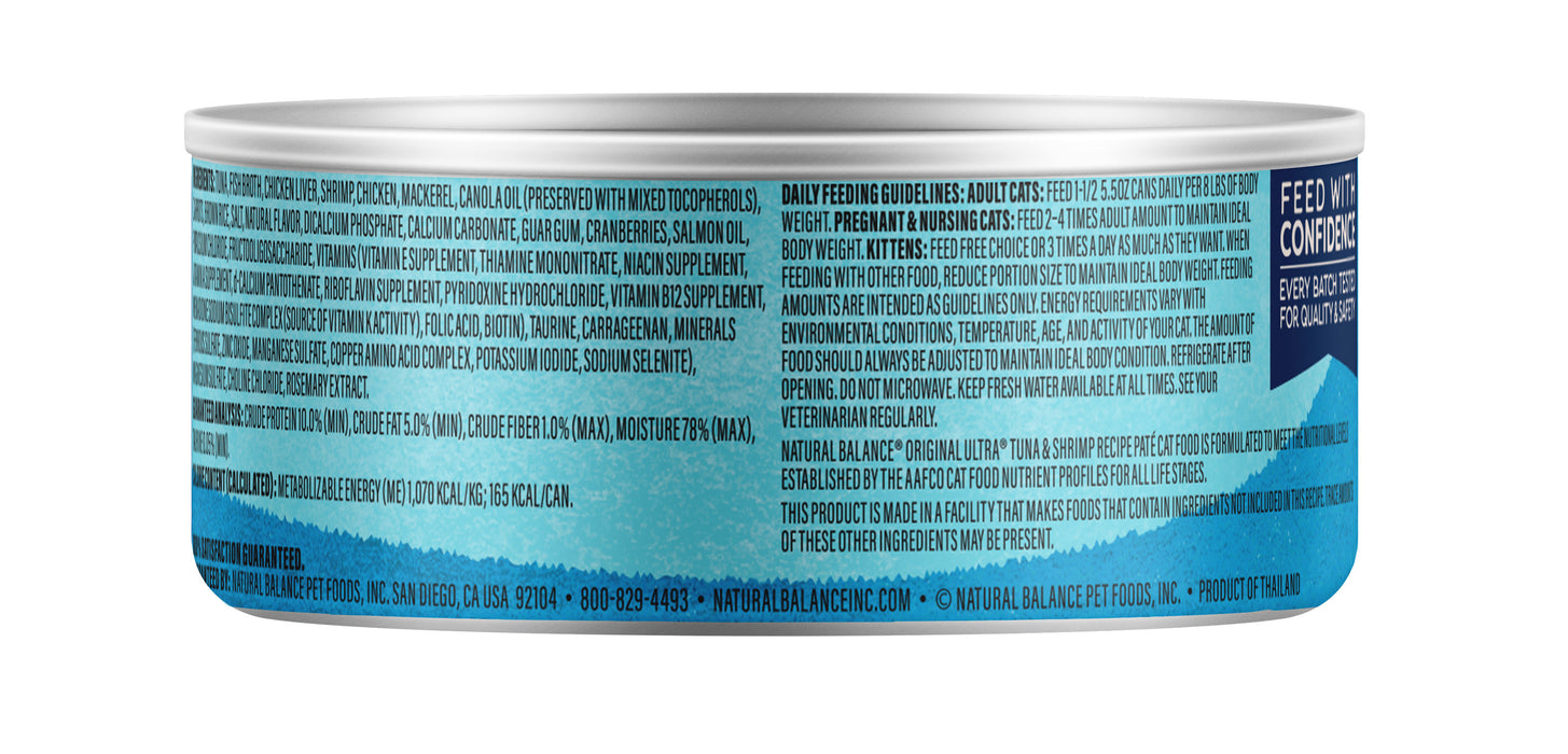 Natural Balance Pet Foods Original Ultra Canned Cat Food Tuna & Shrimp 5.5oz (Pack of 24)