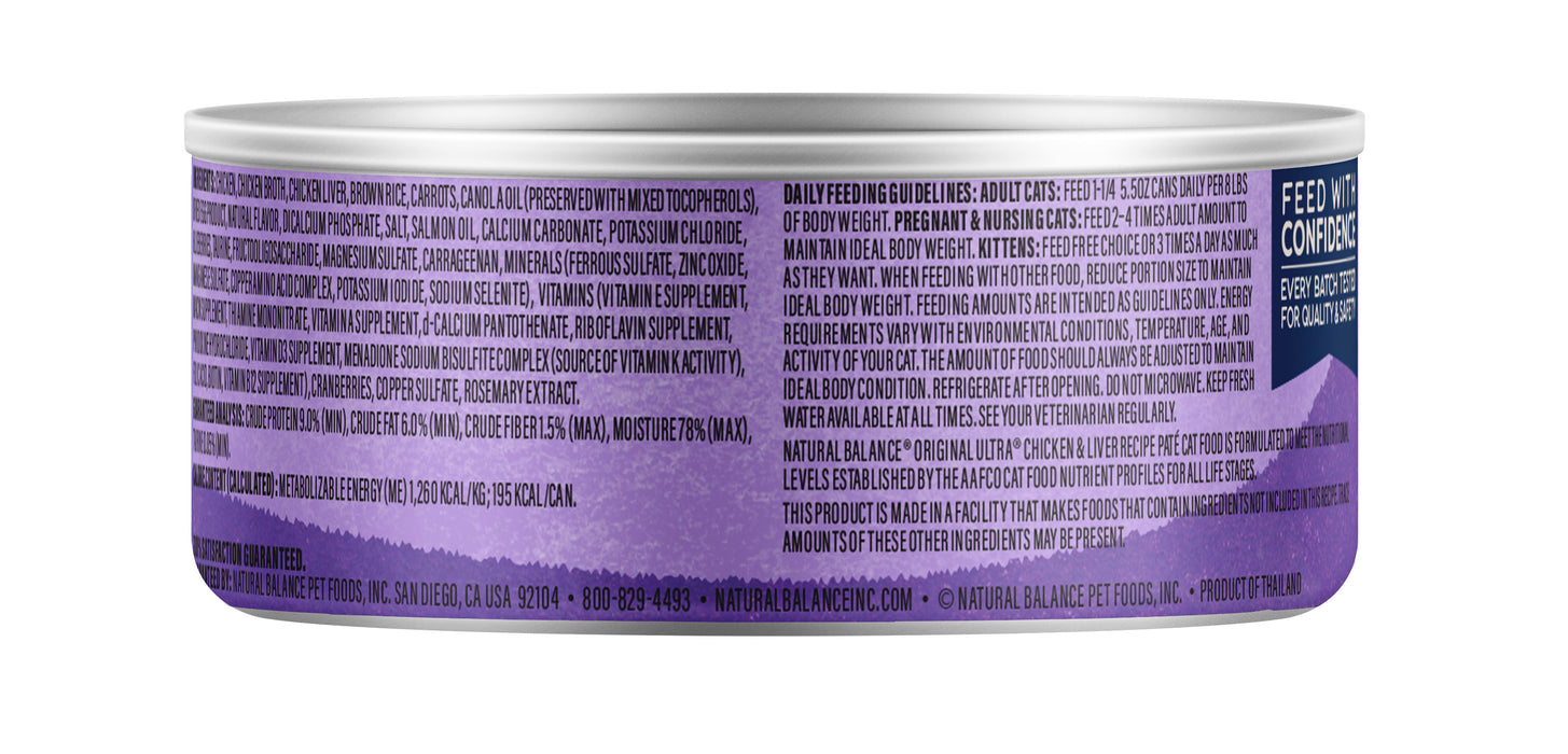 Natural Balance Pet Foods Original Ultra Canned Cat Food Chicken & Liver 5.5oz ( Pack of 24)