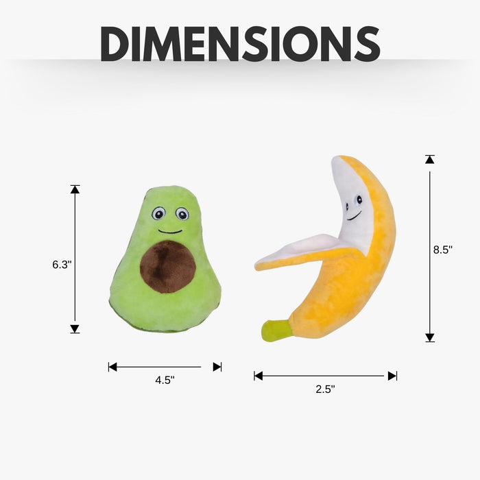 Avocado & Banana Plush Dog Toy Gift Set – with Squeaker & Crinkle Paper for Fun Play