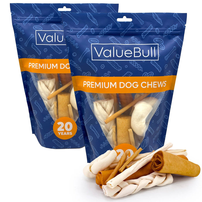 Value Pet Supplies ValueBull USA Rawhide, Varied Mix of Fun Shapes for Dogs - 2 lb