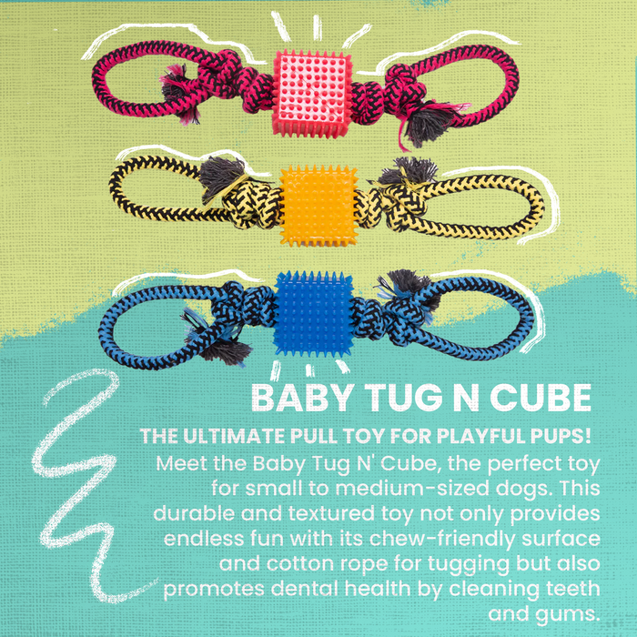 SnugArooz Baby Tug N Cube Rope Dog Toy (Assorted Colors) 16"