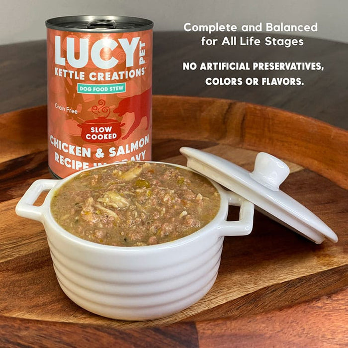 Lucy Pet Products Kettle Creations Chicken And Salmon In Gravy Dog Food Chicken & Salmon 12.5 Ounces (Pack of 12)