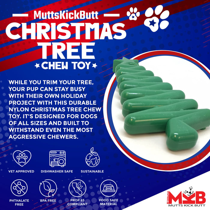 Mutts Kick Butt Christmas Tree Ultra Durable Nylon Dog Chew Toy