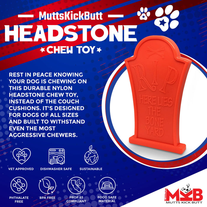 Mutts Kick Butt Headstone Ultra Durable Nylon Dog Chew Toy