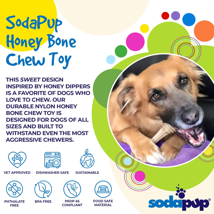 SodaPup Honey Bone eChew Ultra Durable Nylon Dog Chew Toy