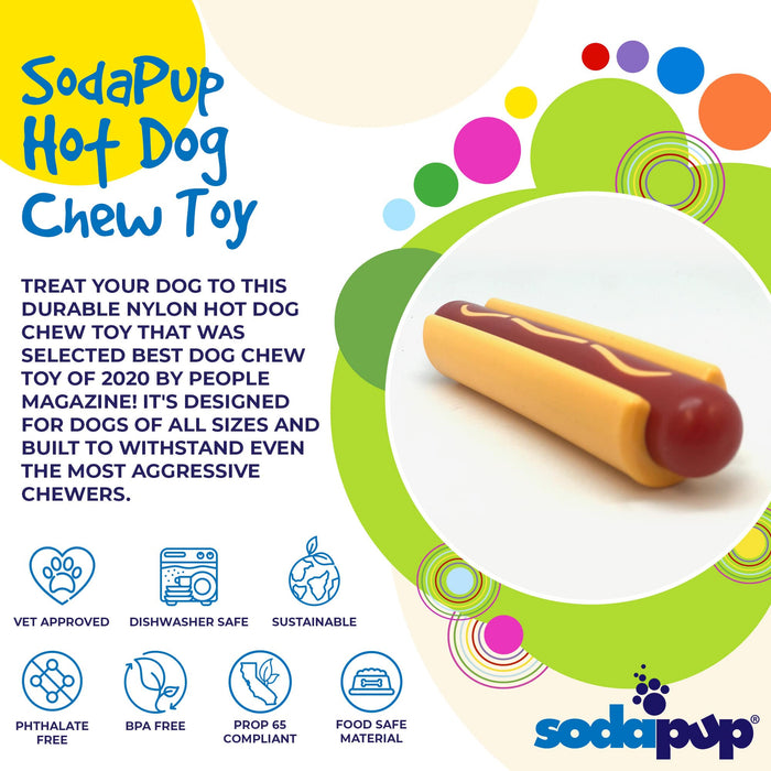 SodaPup Hot Dog Ultra Durable Nylon Dog Chew Toy