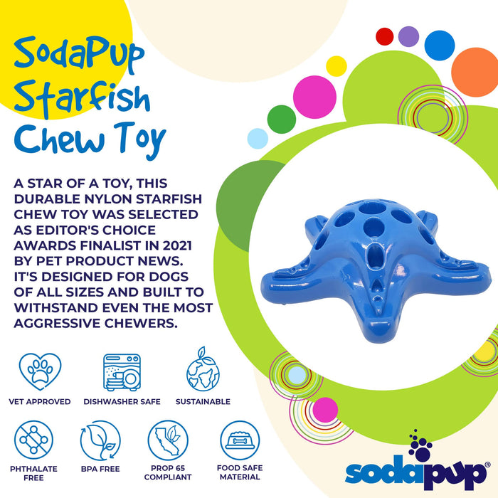 SodaPup Starfish Ultra Durable Nylon Dog Chew Toy for Aggressive Chewers