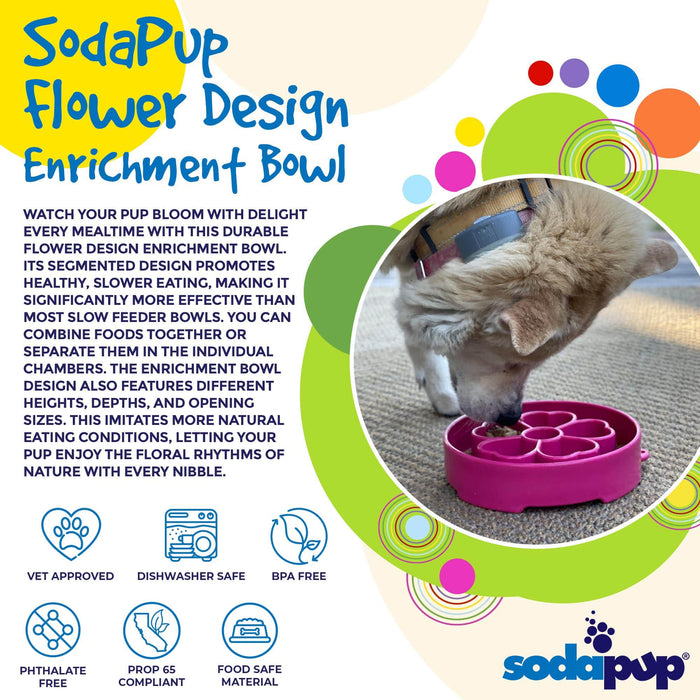 SodaPup Flower Design eBowl Enrichment Slow Feeder Bowl for Dogs