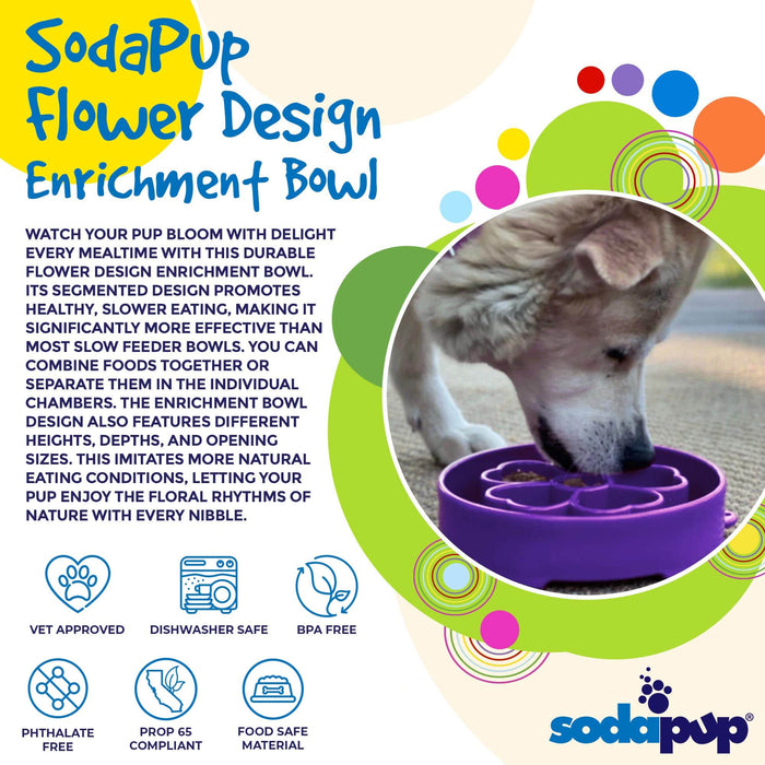 SodaPup Flower Design eBowl Enrichment Slow Feeder Bowl for Dogs