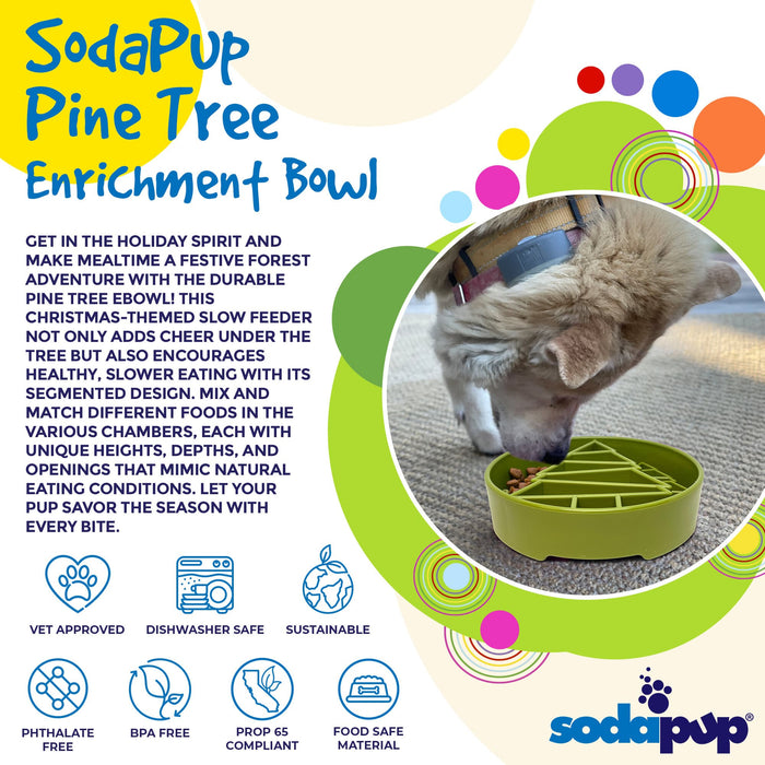 SodaPup Pine Tree Design eBowl Enrichment Slow Feeder Bowl for Dogs
