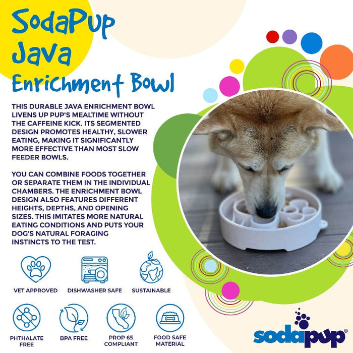 SodaPup Java Design eBowl Enrichment Slow Feeder Bowl for Dogs