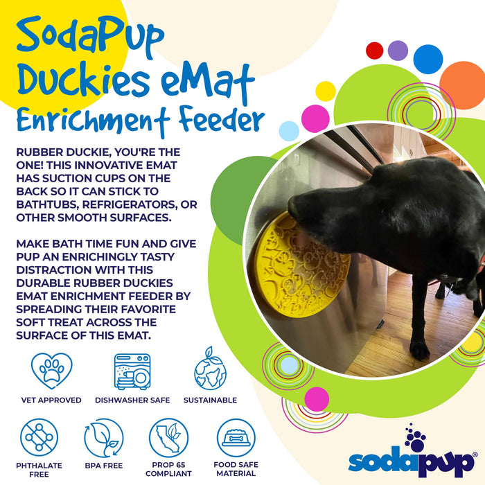 SodaPup Duckies Design eMat Enrichment Lick Mat With Suction Cups