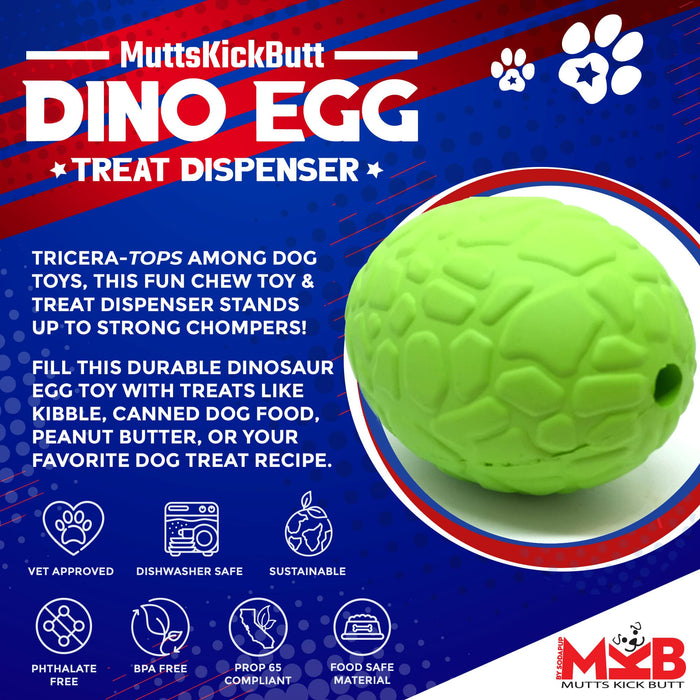 SodaPup Mutts Kick Butt Dinosaur Egg eDispenser Durable Rubber Chew Toy & Treat Dispenser
