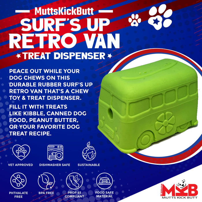 Mutts Kick Butt Surf's Up! Retro Van  Durable Chew Toy & Treat Dispenser