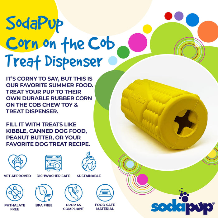 SodaPup Corn on the Cob eDispenser Durable Rubber Treat Dispenser
