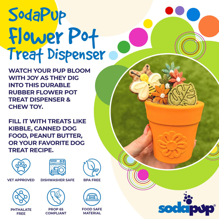 SodaPup Large Flower Pot Durable PUP-X Rubber eCup Treat Dispenser & Enrichment Toy