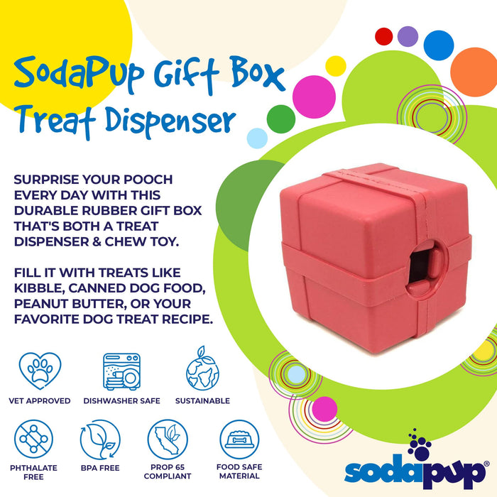 SodaPup Gift Box eDispenser Durable Rubber Chew Toy & Treat Dispenser