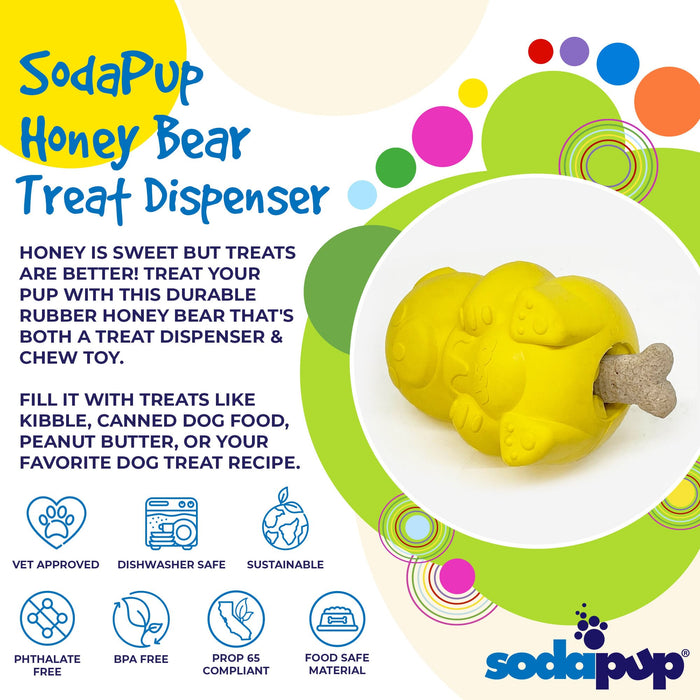 SodaPup Honey Bear eDispenser Durable Rubber Treat Dispenser