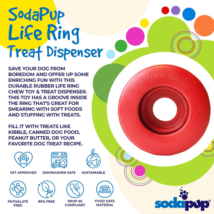 SodaPup Life Ring eDispener Durable Rubber Chew Toy & Treat Dispenser