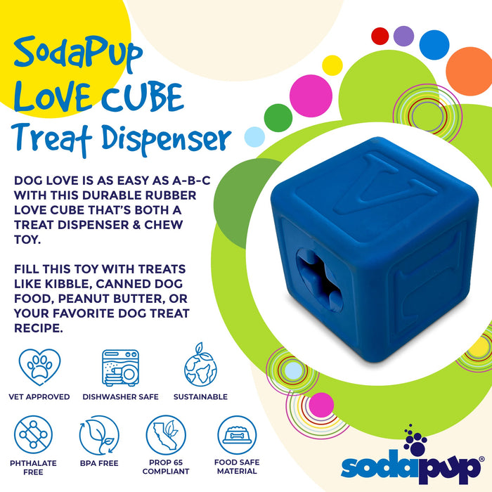 SodaPup Love Cube eDispenser Durable Rubber Chew Toy & Treat Dispenser