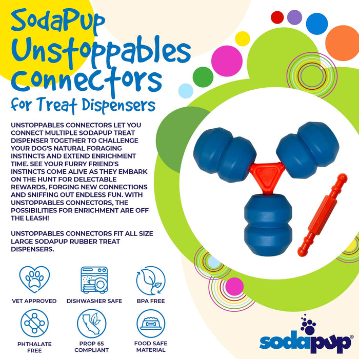 SodaPup Unstoppables Connectors for SodaPup Rubber Treat Dispensers - 2 Pack
