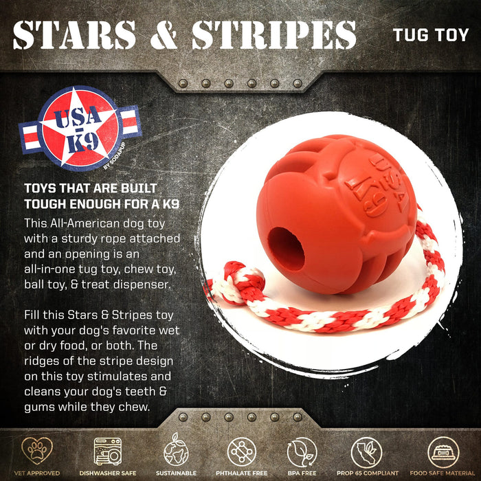 SodaPup Tug Toy USA-K9 Stars Stripes Red
