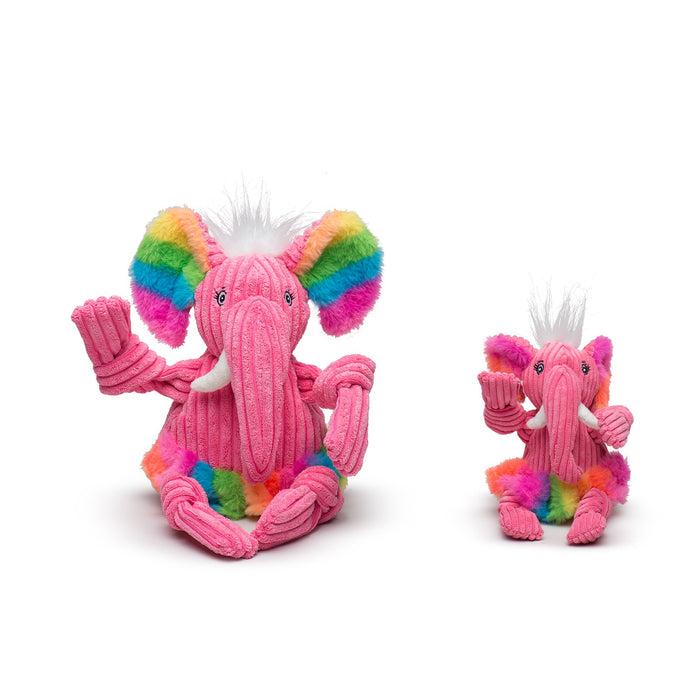 HuggleHounds Rainbow Elephant Knottie® Plush Dog Toy