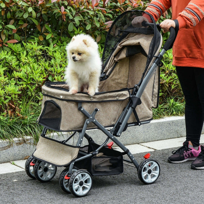 Furr Baby Gifts Pet Foldable Travel Carriage Stroller with Reversible Handle