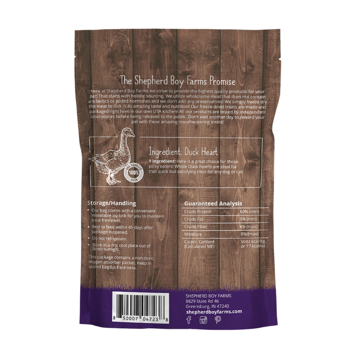 Shepherd Boy Farms Freeze-Dried Duck Hearts 3oz - 1 - Image 4