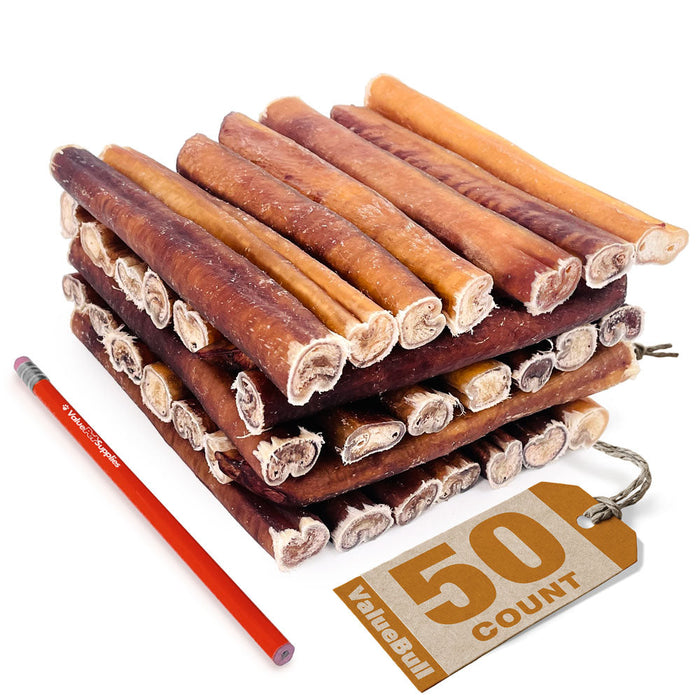 Value Pet Supplies ValueBull USA Bully Sticks for Large Dogs, Jumbo 6 Inch, 50 Count