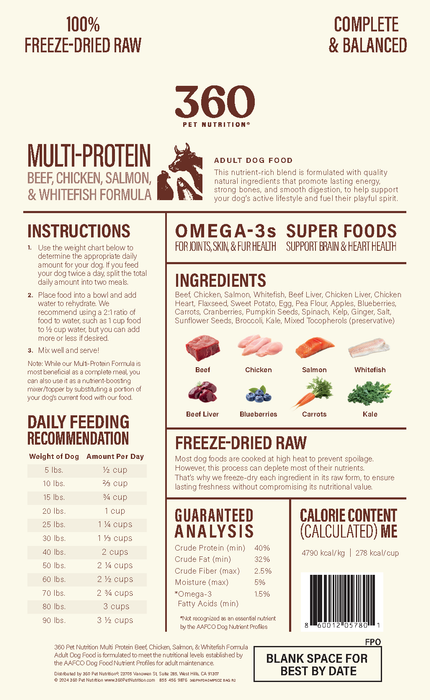 360 Pet Nutrition Multi-Protein Adult Freeze-Dried Raw Formula 5oz