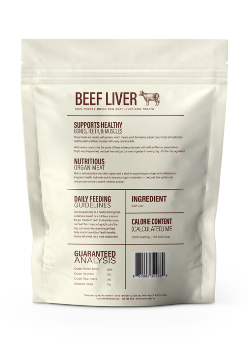 360 Pet Nutrition Beef Liver 100% Freeze-Dried Raw Dog Treats