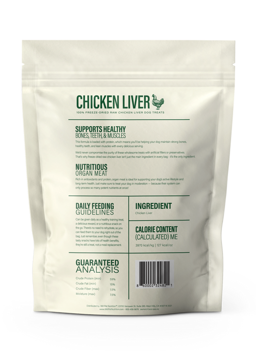 360 Pet Nutrition Chicken Liver 100% Freeze-Dried Raw Dog Treats