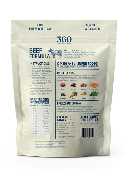 360 Pet Nutrition Beef Formula Adult Dog Food 5oz