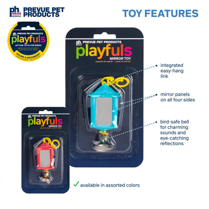 Prevue Pet Products Birdie Basics Lantern Mirror Bird Toy, Assorted Colors