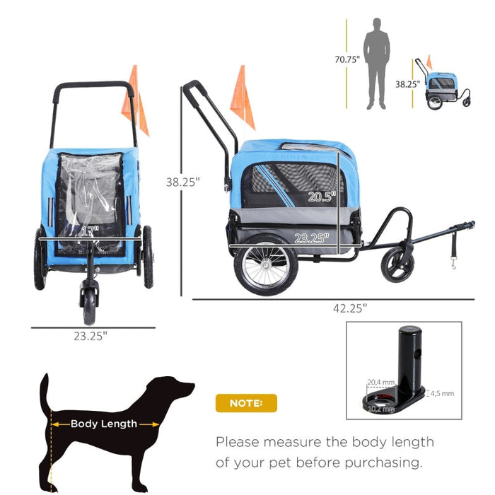 Furr Baby Gifts 3 Wheel Pet 2-in-1 Jogging Stroller Bike Trailer