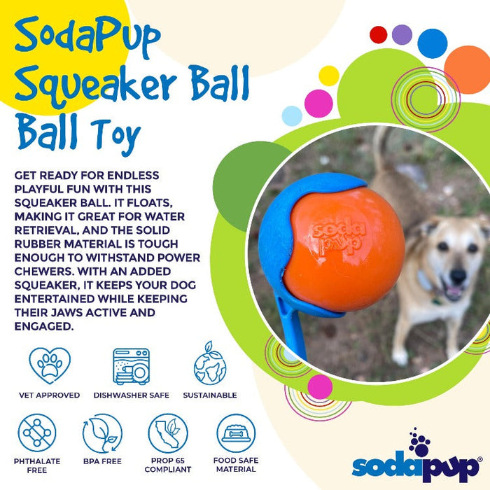 SodaPup Squeak Ball Ultra Durable PUP-X Squeaking, Chewing, Floating & Retrieving Ball