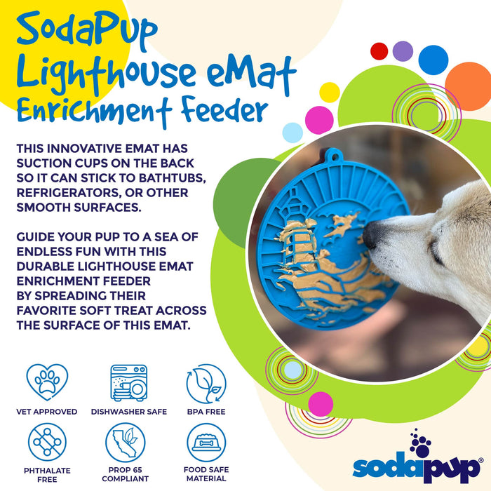 SodaPup Lighthouse eMat Enrichment Lick Mat With Suction Cups