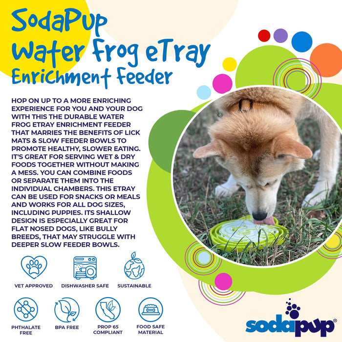 SodaPup Water Frog Design eTray Enrichment Shallow Slow Feeder Dog Bowl