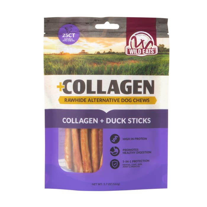 Wild Eats Duck Flavor Collagen Long Lasting Dog Chew Sticks (Pack of 25)