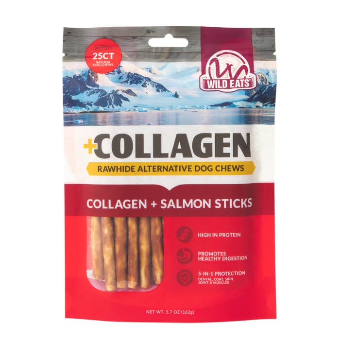 Wild Eats salmon Flavor Collagen Long Lasting Dog Chew Sticks (Pack of 25)