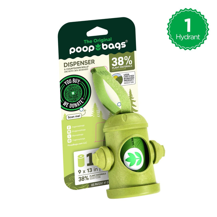 The Original Poop Bags Hydrant Dispenser + Leash Roll Poop Bags
