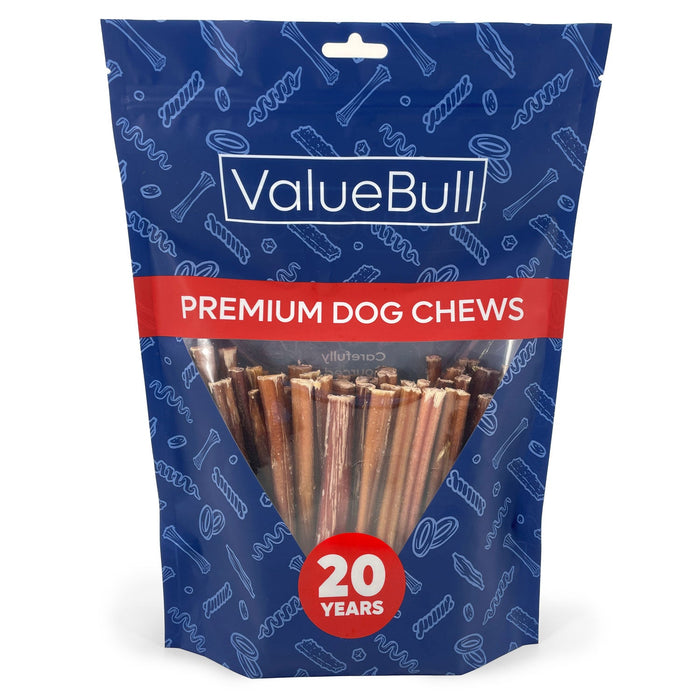 Value Pet Supplies ValueBull Bully Sticks for Small Dogs, Extra Thin 6 Inch, 50 Count