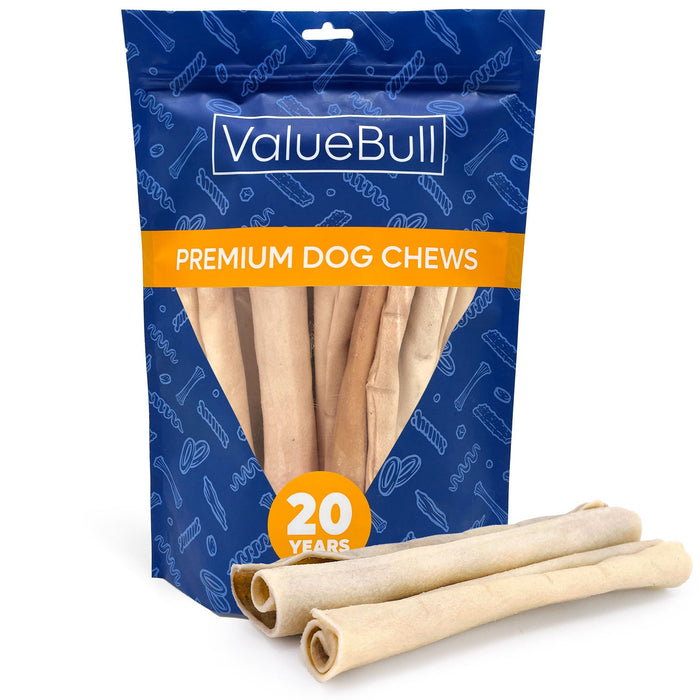 Value Pet Supplies ValueBull USA Retriever Rolls for Small Dogs, Premium Rawhide, Thin 10 Inch, 10 Count