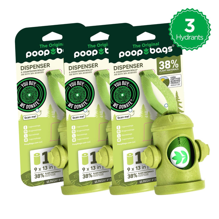 The Original Poop Bags Hydrant Dispenser + Leash Roll Poop Bags