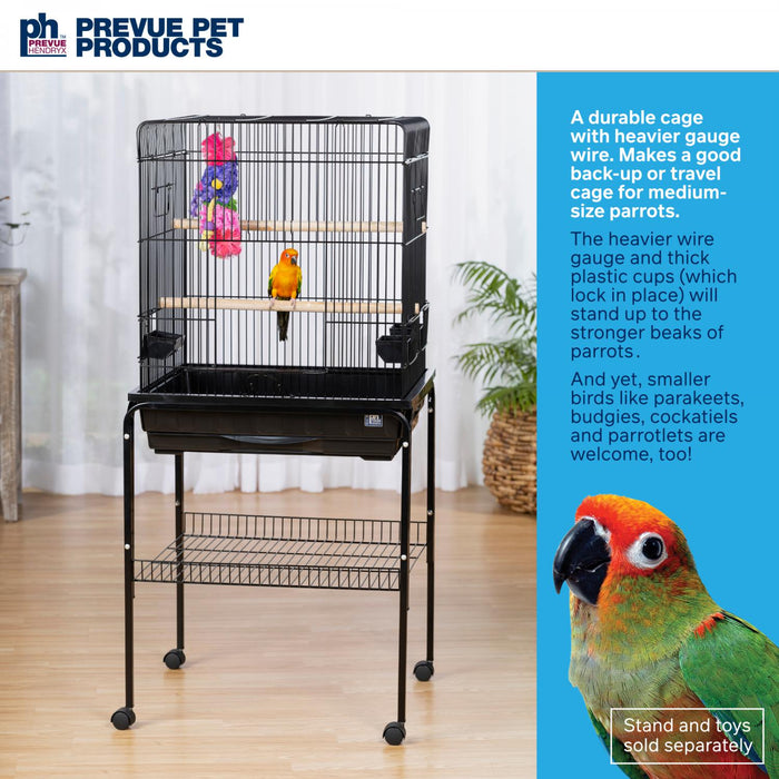 Prevue Pet Products Square Roof Parrot Bird Cage, Black