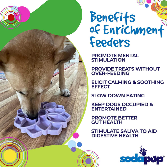 SodaPup Mandala Softie eTray Enrichment Shallow Slow Feeder Dog Bowl with Suction Cups