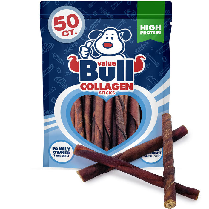 Value Pet Supplies ValueBull USA Collagen Twists Dog Chews, 5 Inch, Natural Long-Lasting Dog Treats, 50 Count