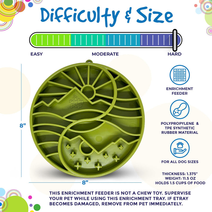 SodaPup Sun and Moon Design eTray Enrichment Shallow Slow Feeder Dog Bowl
