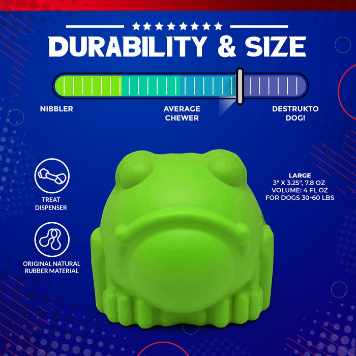 Mutts Kick Butt Bull Frog eDispenser Durable Rubber Chew Toy & Treat Dispenser - Large